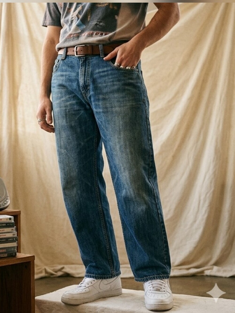Vintage 1996 Levi’s SilverTab Loose Baggy‎ Denim Jeans w/ Leather Patch